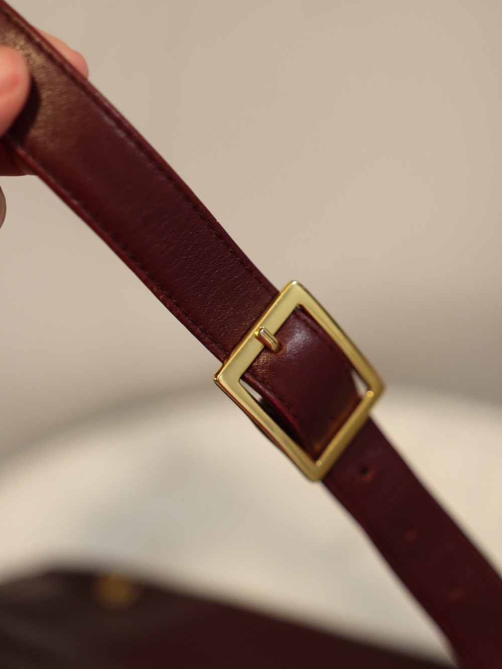 Etienne Aigner Oxblood Leather Shoulder Bag with Gold Hardware - Picture 7 of 9